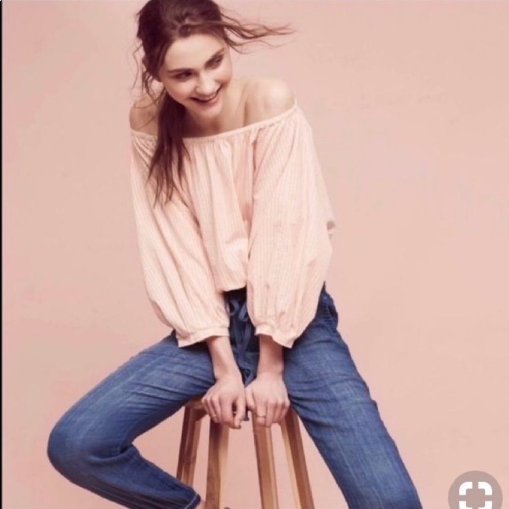holding horses ivory & coral off the shoulder top